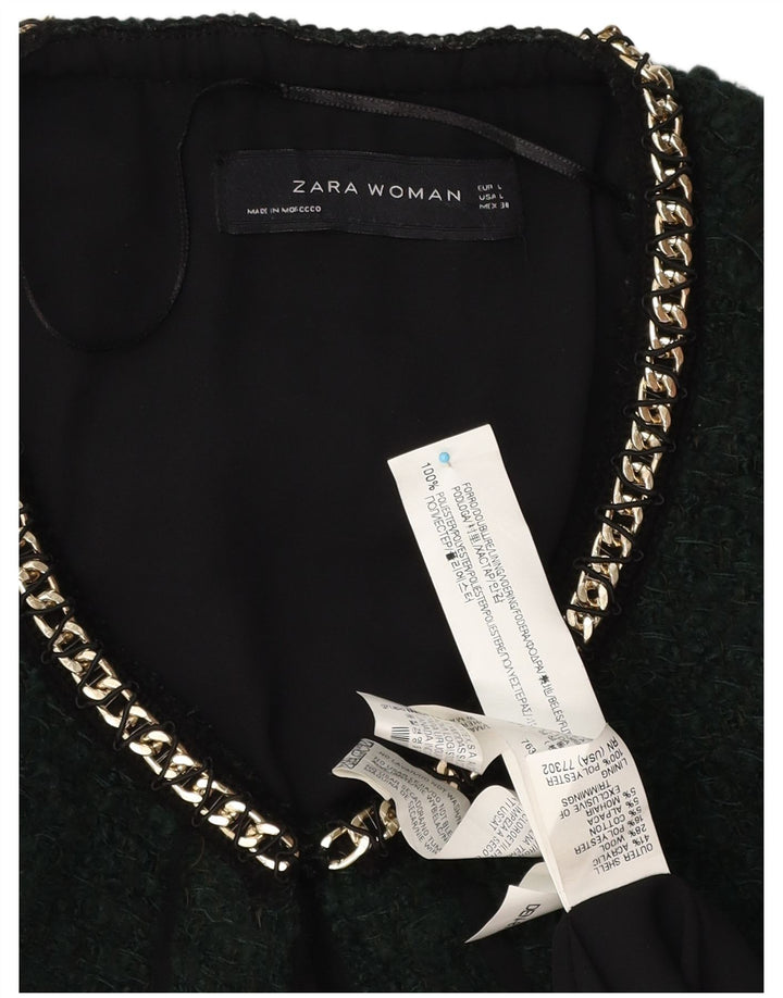 Zara Damen Mantel UK 16 Large Grün Acryl