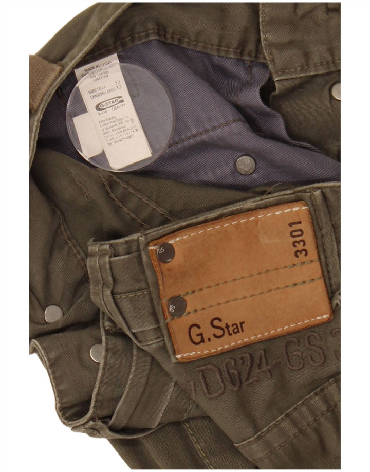 G-STAR Damen 3301 gerade Cargohose W33 L32 Khaki Baumwolle
