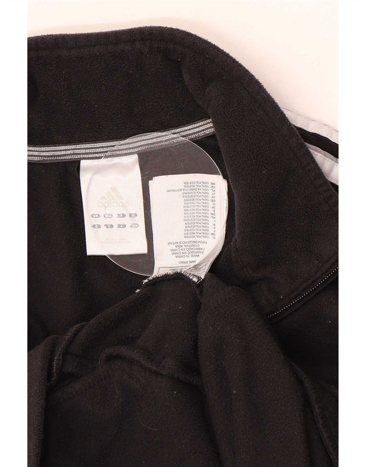 Adidas Damen Fleece-Trainingsanzug-Top-Jacke UK 12 Mittelschwarzes Polyester