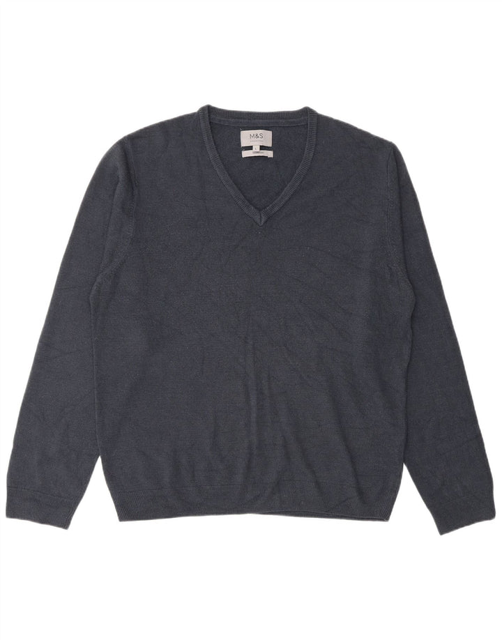 Marks & Spencer Herren-Pullover mit V-Ausschnitt, groß, Marineblau, Acryl