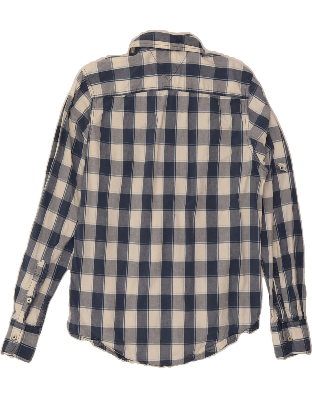 TOMMY HILFIGER Mens Custom Fit Shirt Small Navy Blue Check Cotton Vintage Tommy Hilfiger and Second-Hand Tommy Hilfiger from Messina Hembry 