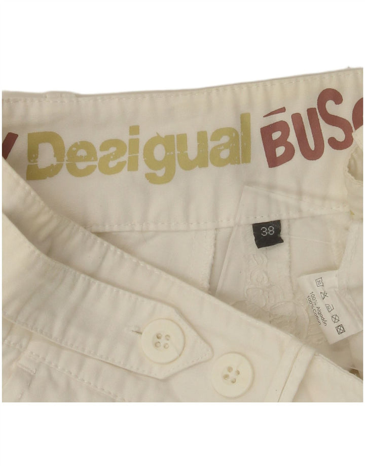 DESIGUAL Gerade Chino-Hose für Damen, EU 38, M, B30, L28, weiße Baumwolle