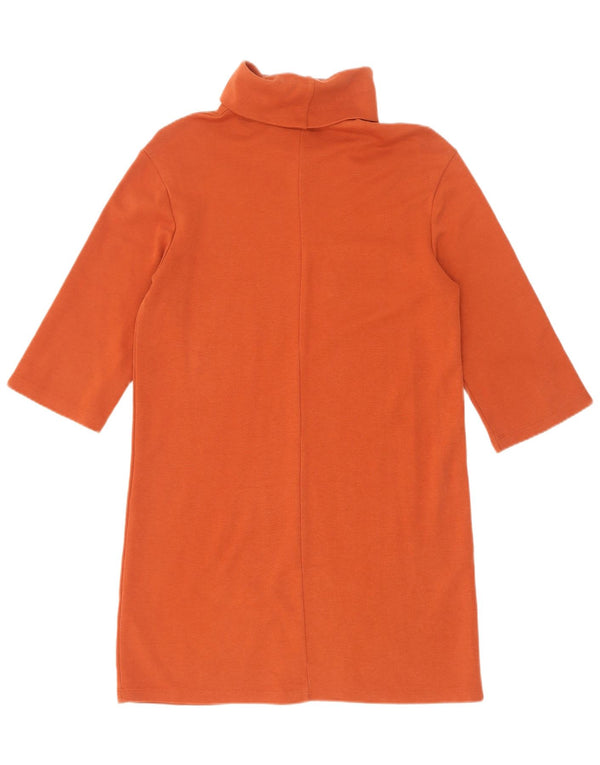 Zara Damen Trafaluc 3/4-Ärmel-Etuikleid UK 10 Small Orange Baumwolle