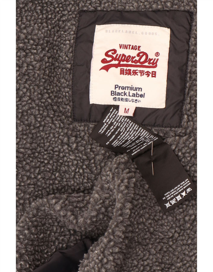 SUPERDRY Wattierte Herren-Weste mit Kapuze, UK 38, mittelmarineblaues Nylon