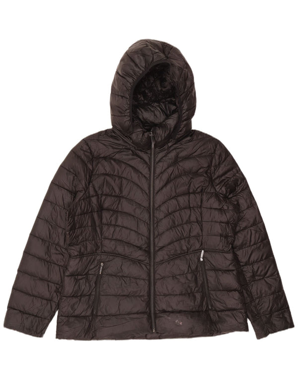 Michael Kors Wattierte Damenjacke mit Kapuze, UK 18 XL, schwarzes Nylon