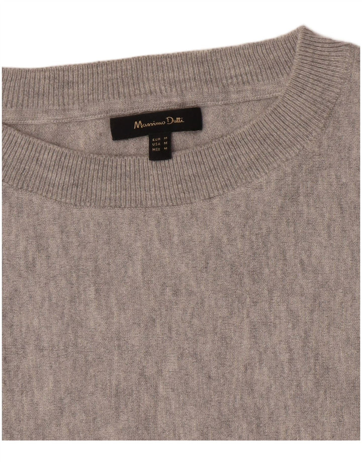 Massimo Dutti Damen Crop Sweatshirt Pullover UK 14 Mittelgrau meliert