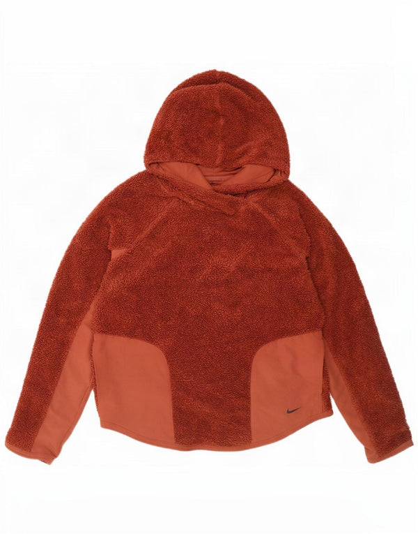 Nike Womens Hooded Oversized Fleece Jumper UK 10 Kleines braunes Polyester