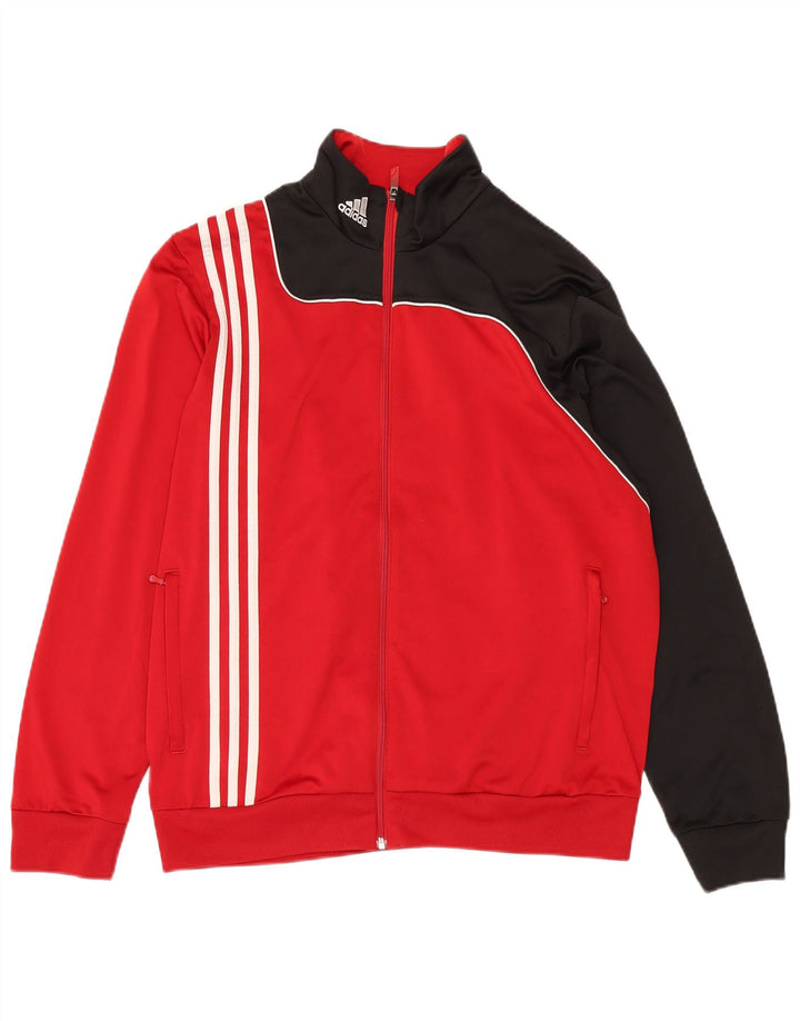 ADIDAS Mens Tracksuit Top Jacket UK 42/44 Large Red Colourblock Polyester