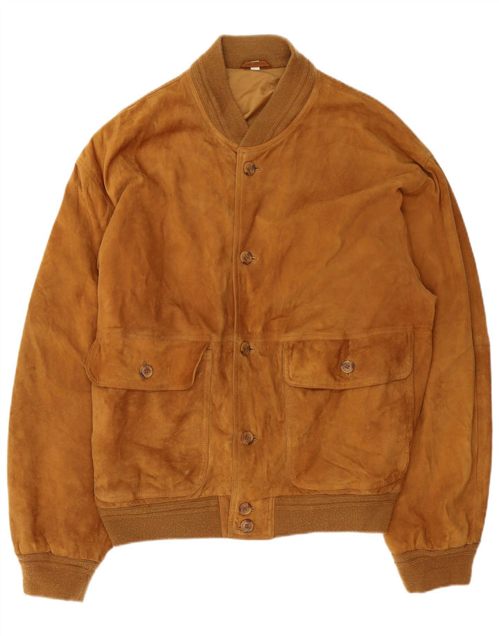 Vintage Herren Wildleder Bomberjacke IT 54 2XL Braun