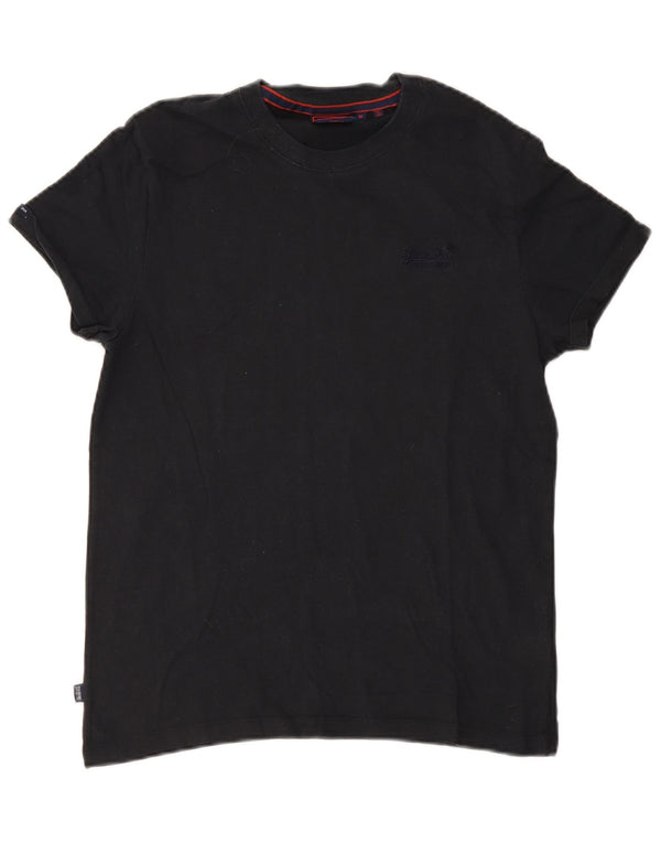 Superdry Herren T-Shirt-Oberteil aus mittelschwarzer Baumwolle