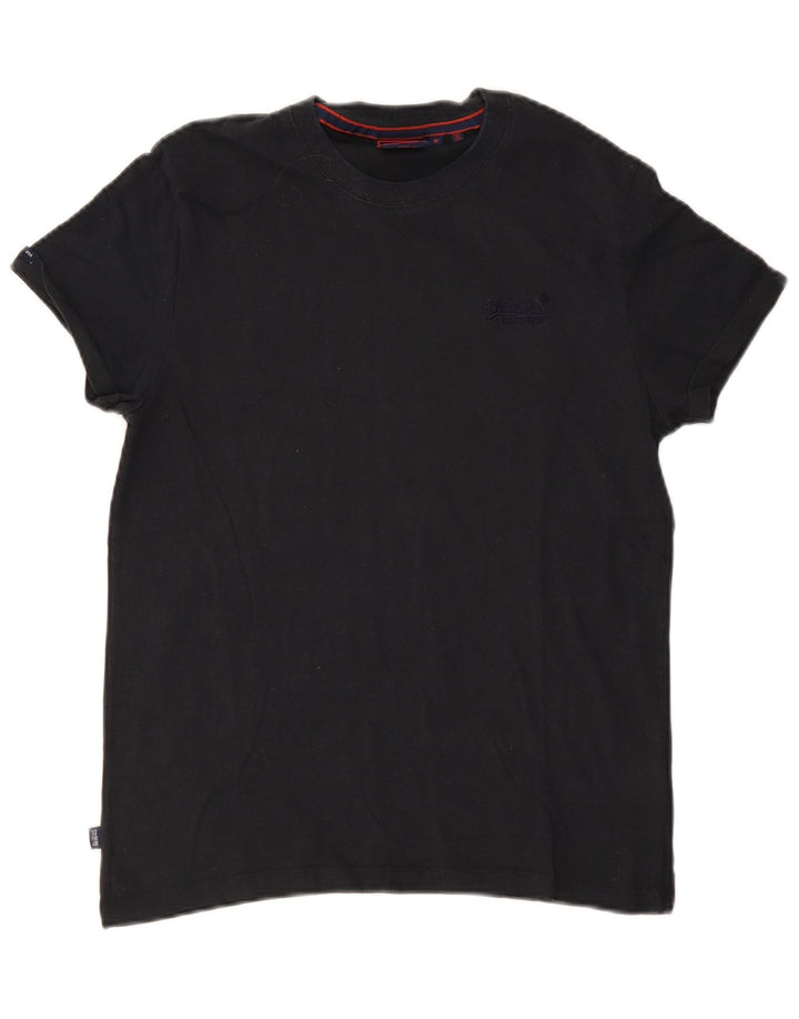 Superdry Herren T-Shirt-Oberteil aus mittelschwarzer Baumwolle