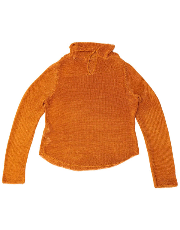Zara Damen Crop See Through Top Langarm UK 12 Mittelorange Viskose