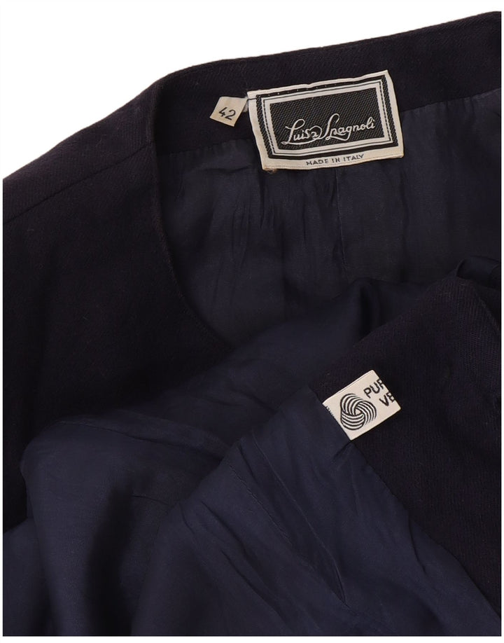 Luisa Spagnoli Damen Blazerjacke IT 42 Mittelmarineblaue Wolle