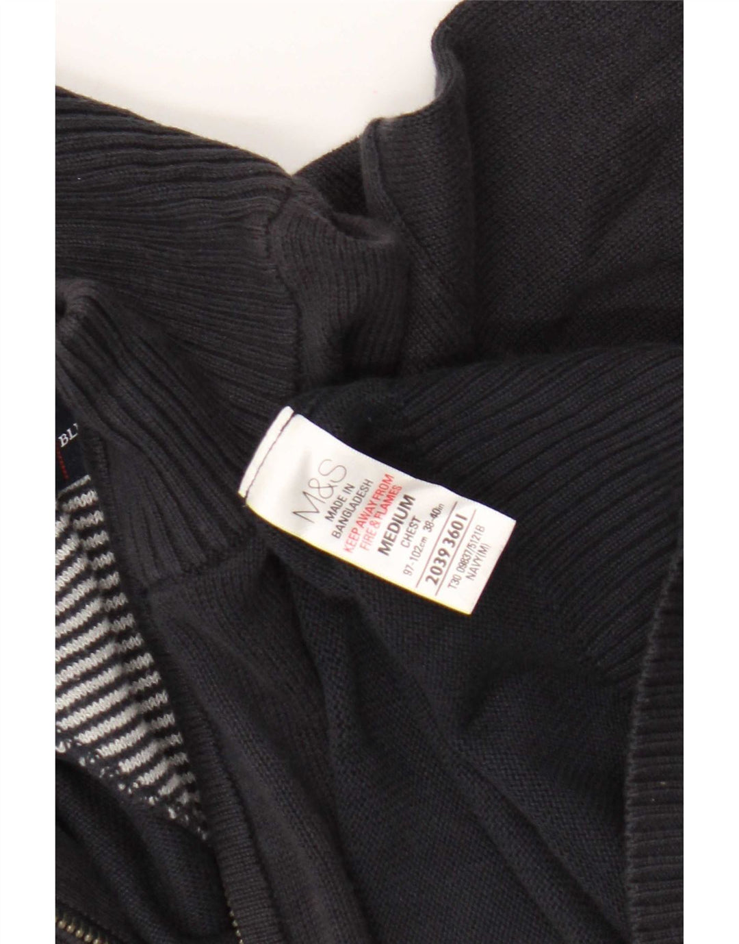 Marks & Spencer Herren-Pullover mit Reißverschluss am Hals, mittelmarineblaue Baumwolle