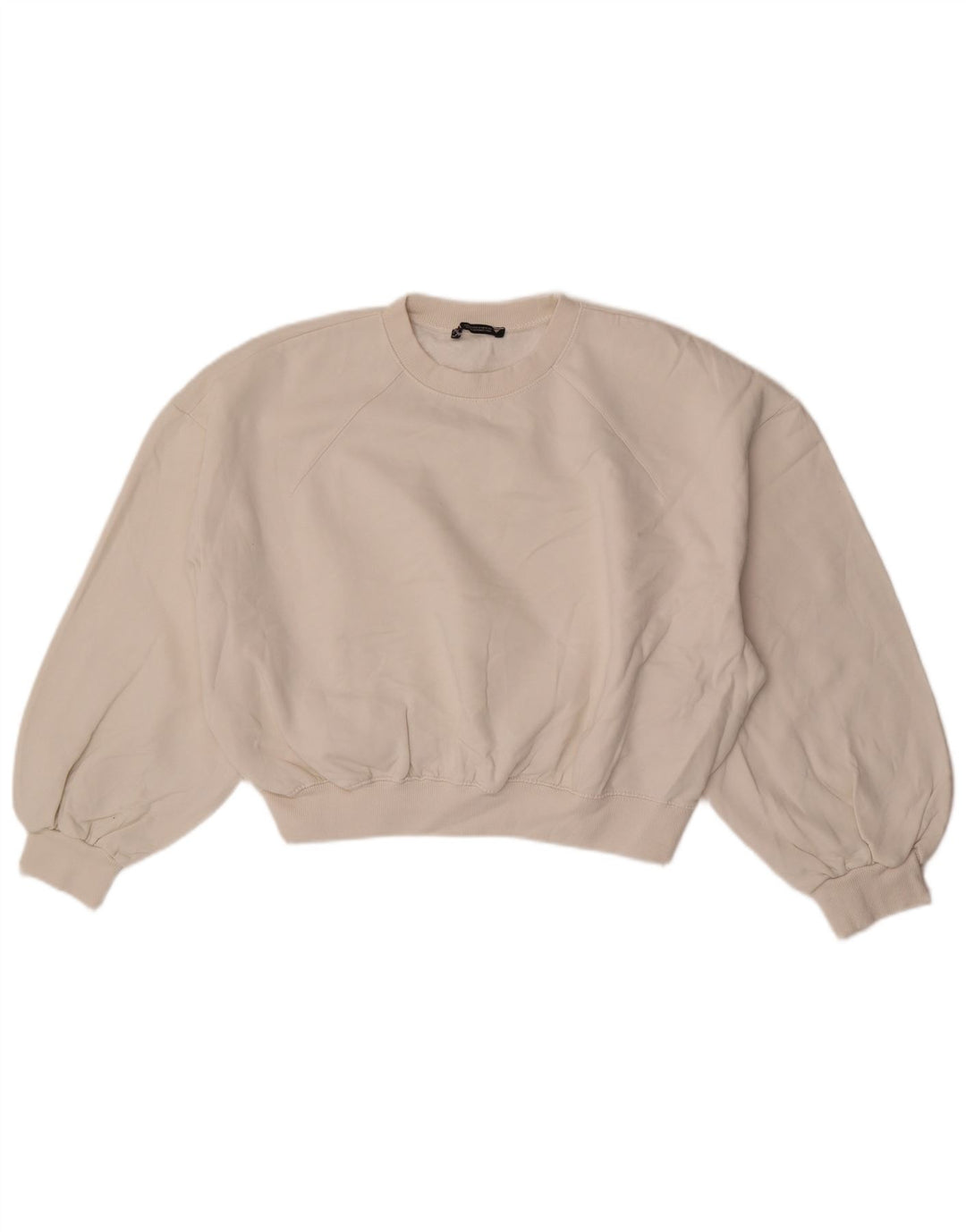 Zara Damen-Pullover, übergroß, kurz geschnitten, 3/4-Ärmel, Sweatshirt, Gr. 14, Mittelweiß