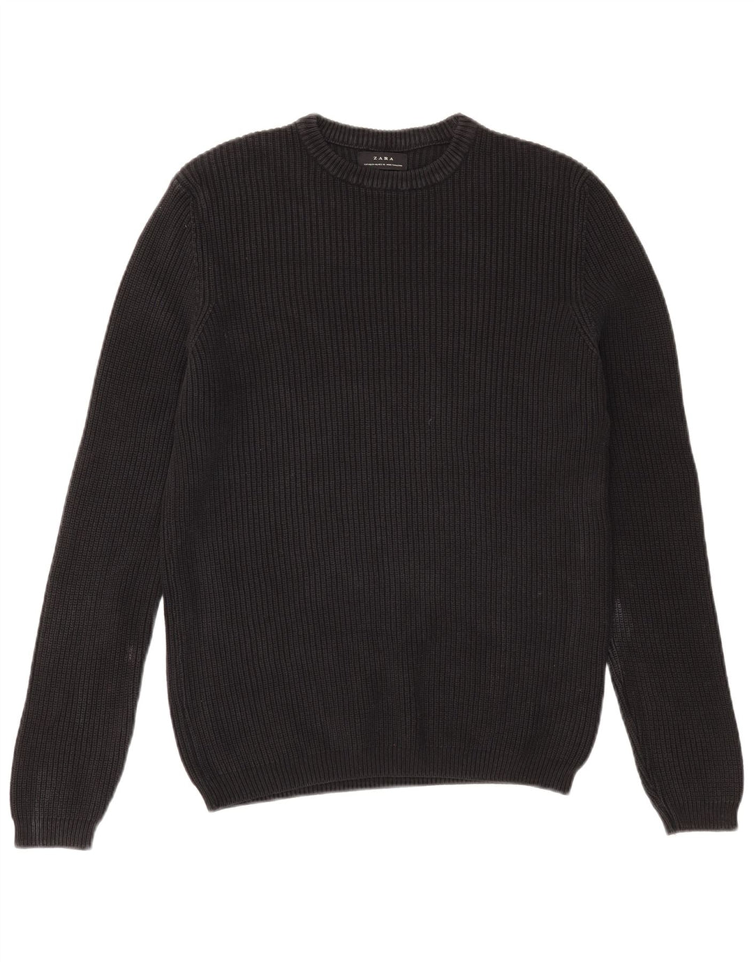 Zara Herren-Pullover mit Rundhalsausschnitt, mittlere schwarze Baumwolle