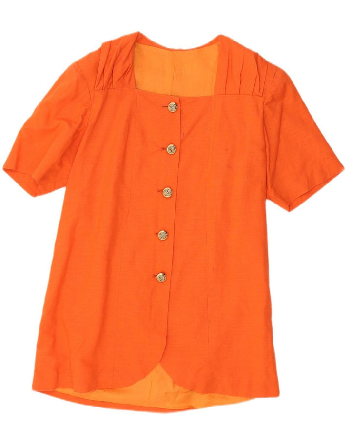 VINTAGE Womens Longline Short Sleeve Blazer Jacket UK 12 Medium Orange