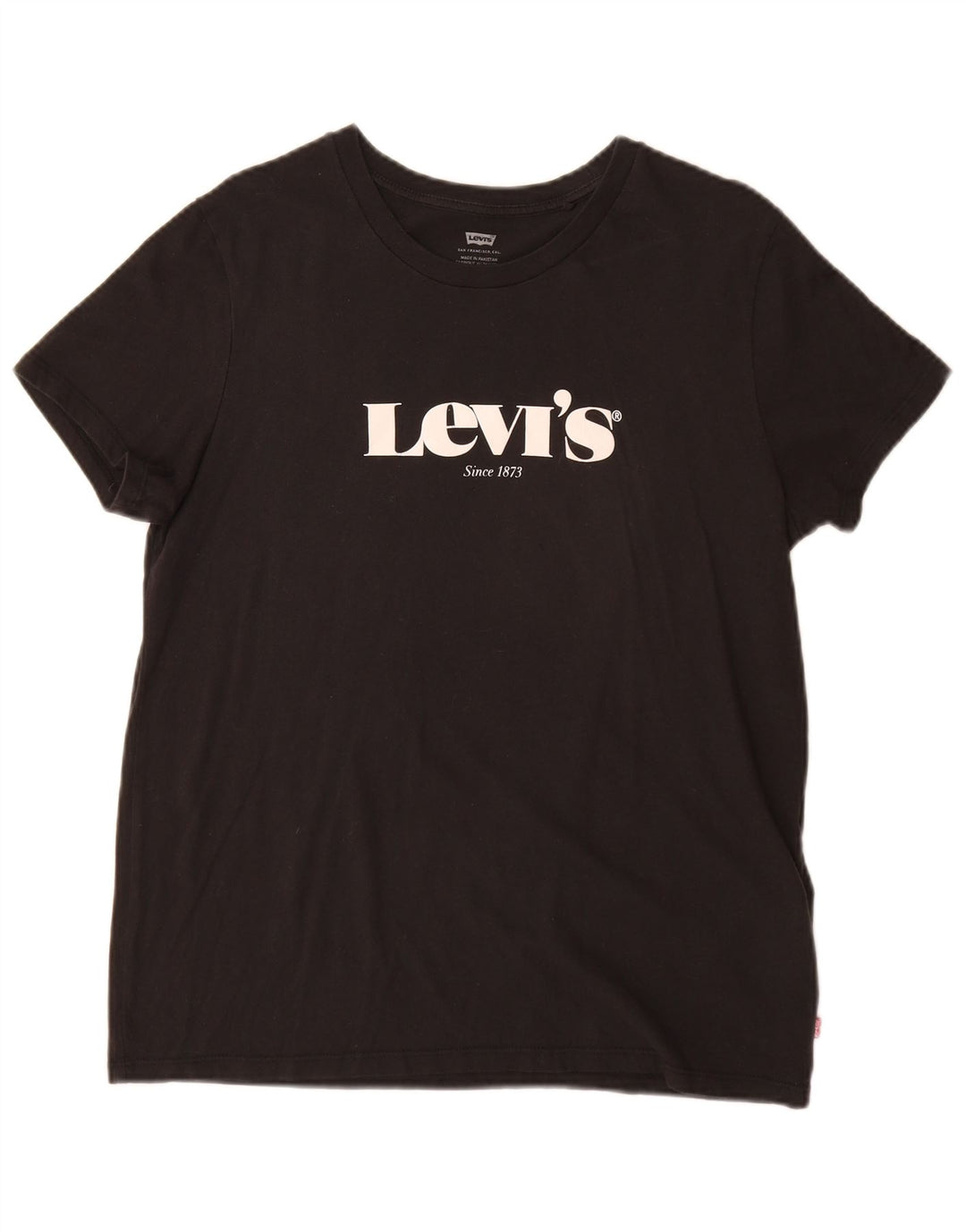 Levi's Womens Graphic T-Shirt Top UK 14 Mittelschwarze Baumwolle