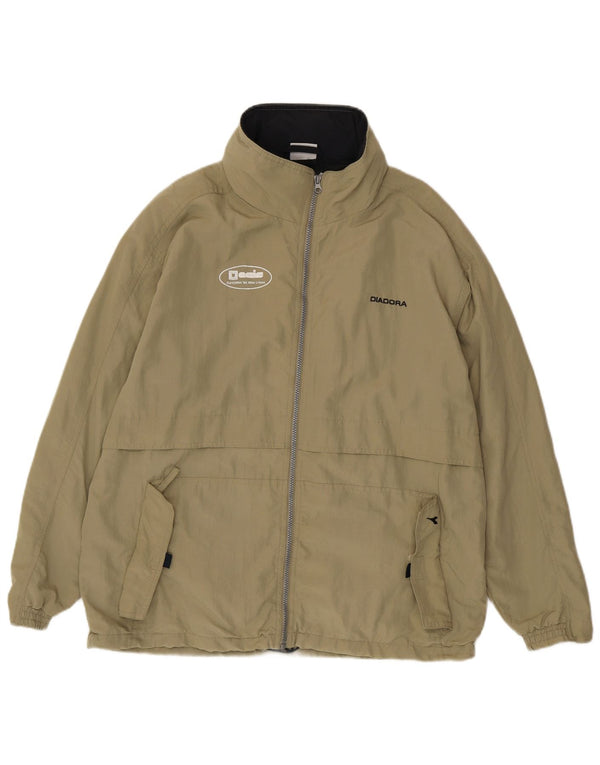 Diadora Herren-Regenjacke mit grafischer Kapuze, UK 42, XL, Khaki, Polyamid
