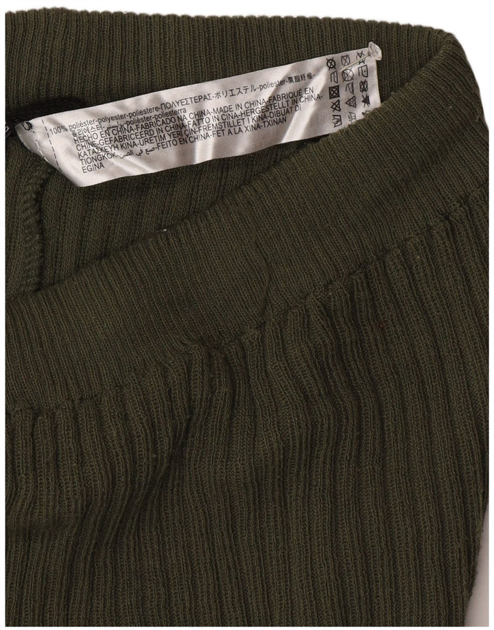 Zara Damen Knit Flare Leggings UK 12 Mittelgrünes Polyester