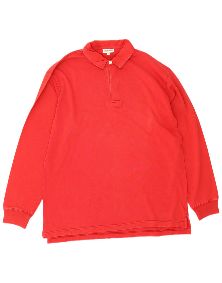 Alberto Aspesi Herren-Langarm-Poloshirt aus mittelroter Baumwolle
