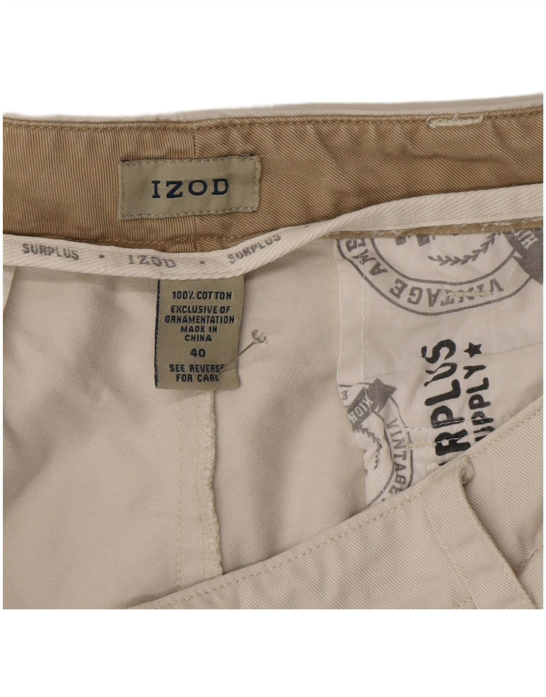 Izod Herren Cargoshorts W40 XL Beige Baumwolle