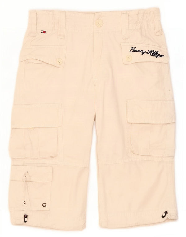 Tommy Hilfiger Cargo-Bermudashorts für Jungen, 7–8 Jahre, W24, cremefarbene Baumwolle
