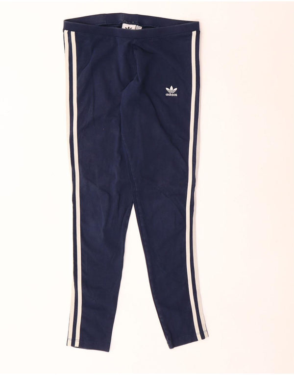Adidas Damen Leggings UK 12 Medium Marineblau Baumwolle