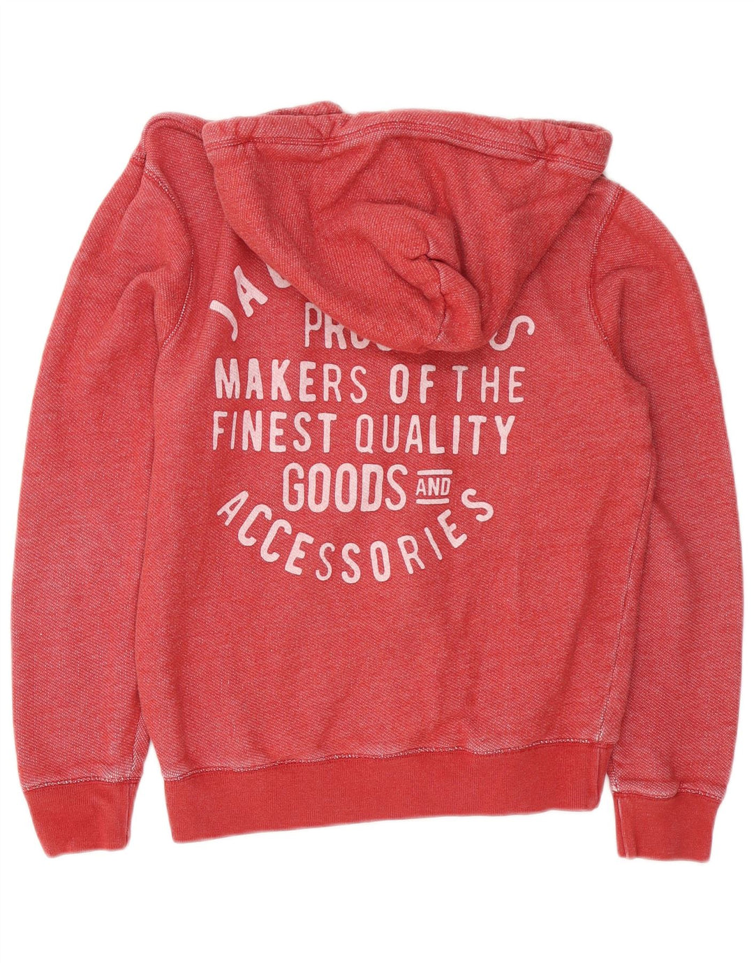 JACK WILLS Herren-Kapuzenpullover mit grafischem Reißverschluss, mittelrote Baumwolle
