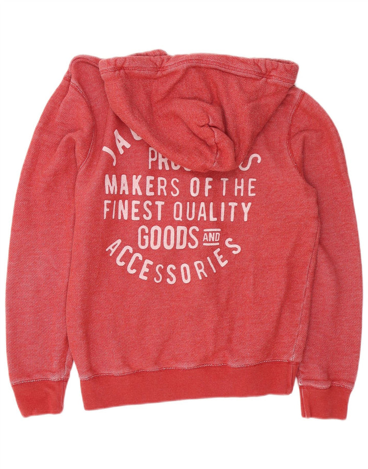 JACK WILLS Herren-Kapuzenpullover mit grafischem Reißverschluss, mittelrote Baumwolle