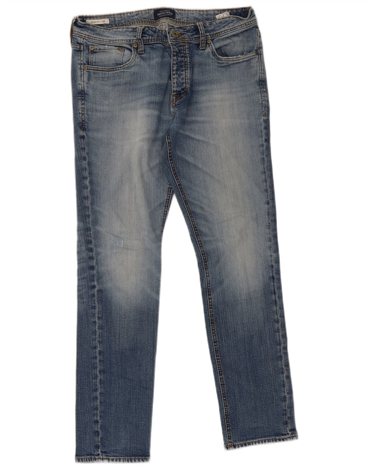 Jack & Jones Herren Tim Slim Jeans W33 L32 Blaue Baumwolle