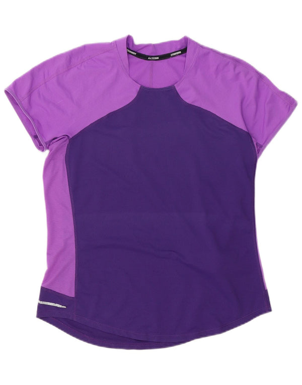 Nike Dri Fit T-Shirt für Damen, UK 12, Mittelviolett, Farbblock-Polyester
