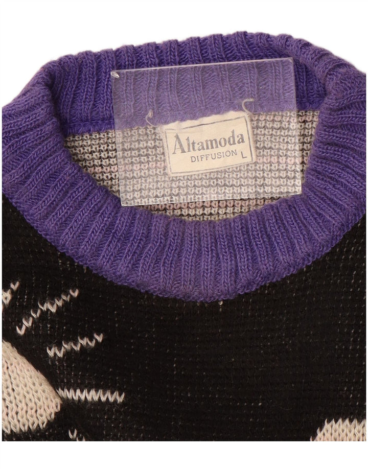 ALTA MODA Damen-Pullover mit Rundhalsausschnitt, UK 16, Größe L, Lila, Farbblock