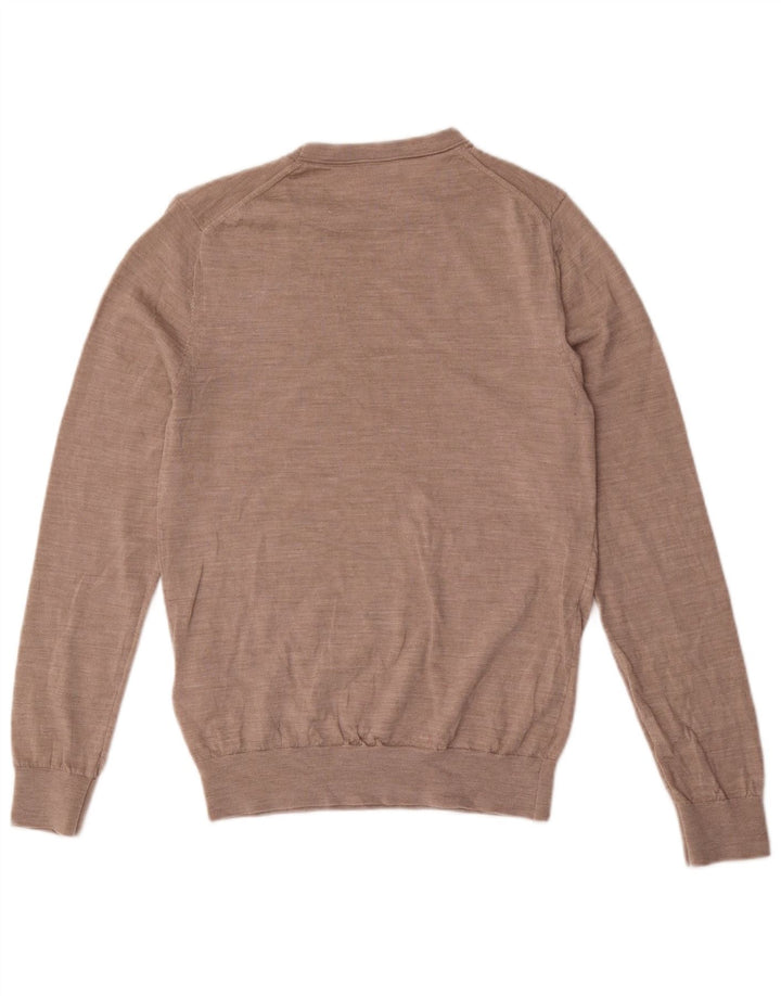 Reiss Herren-Pullover mit Rundhalsausschnitt, mittelbraune Wolle