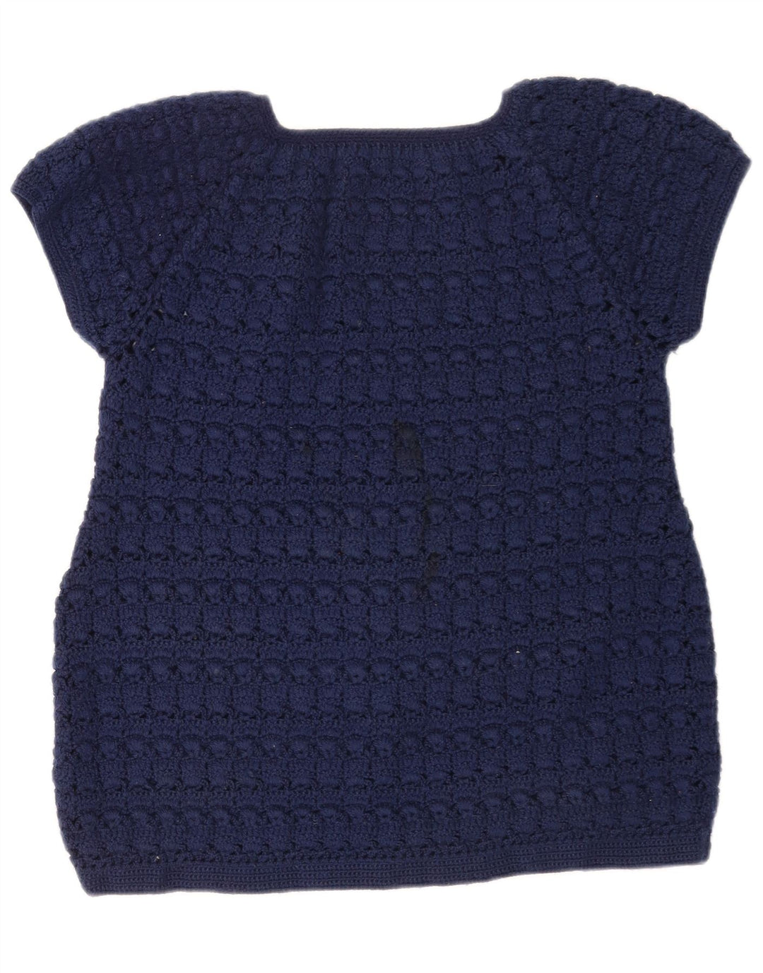 Vintage Damen Strickbluse Top UK 12 Medium Marineblau