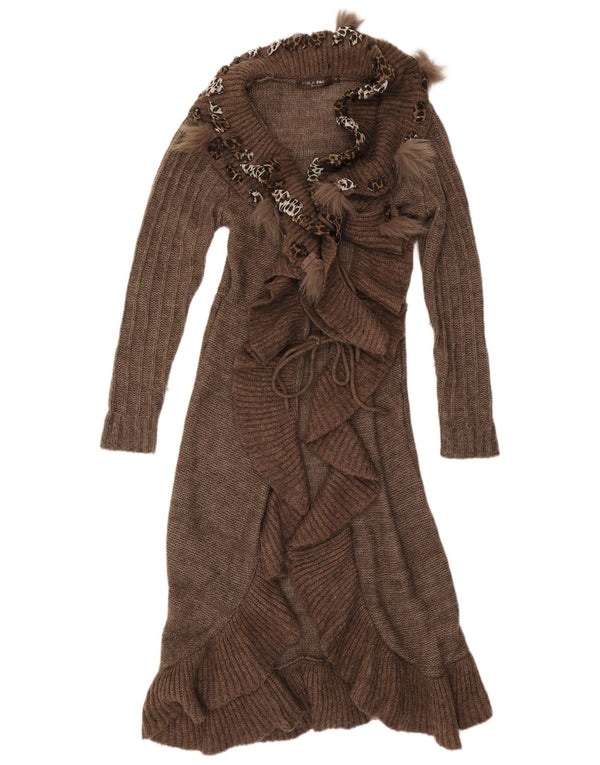 Forla Damen-Strickjacke „Paris“ mit Rüschen vorne, Gr. 10, Größe S, Braun