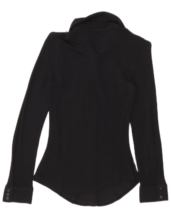 Zara Damen Hemdbluse UK 6 XS Schwarze Viskose