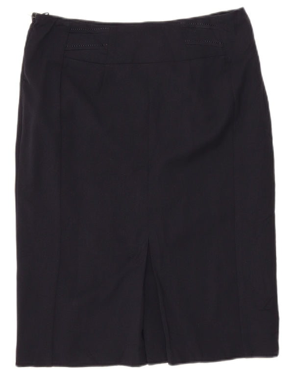 MARKS & SPENCER Gerader Damenrock UK 10 Small W30 Marineblaues Polyester