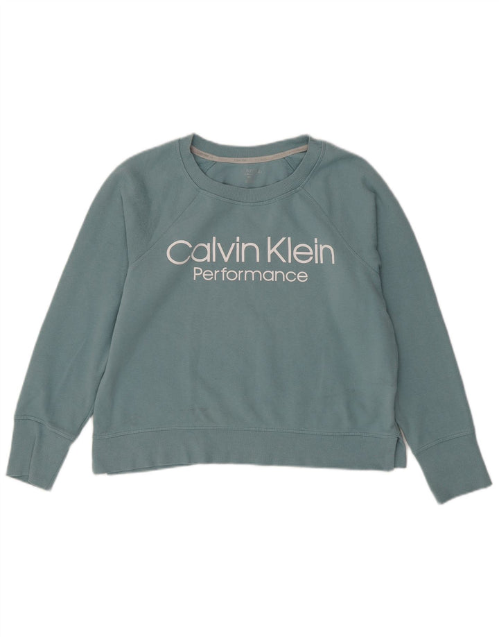 CALVIN KLEIN Damen Übergroßer Sweatshirt-Pullover UK 10 Small Grün
