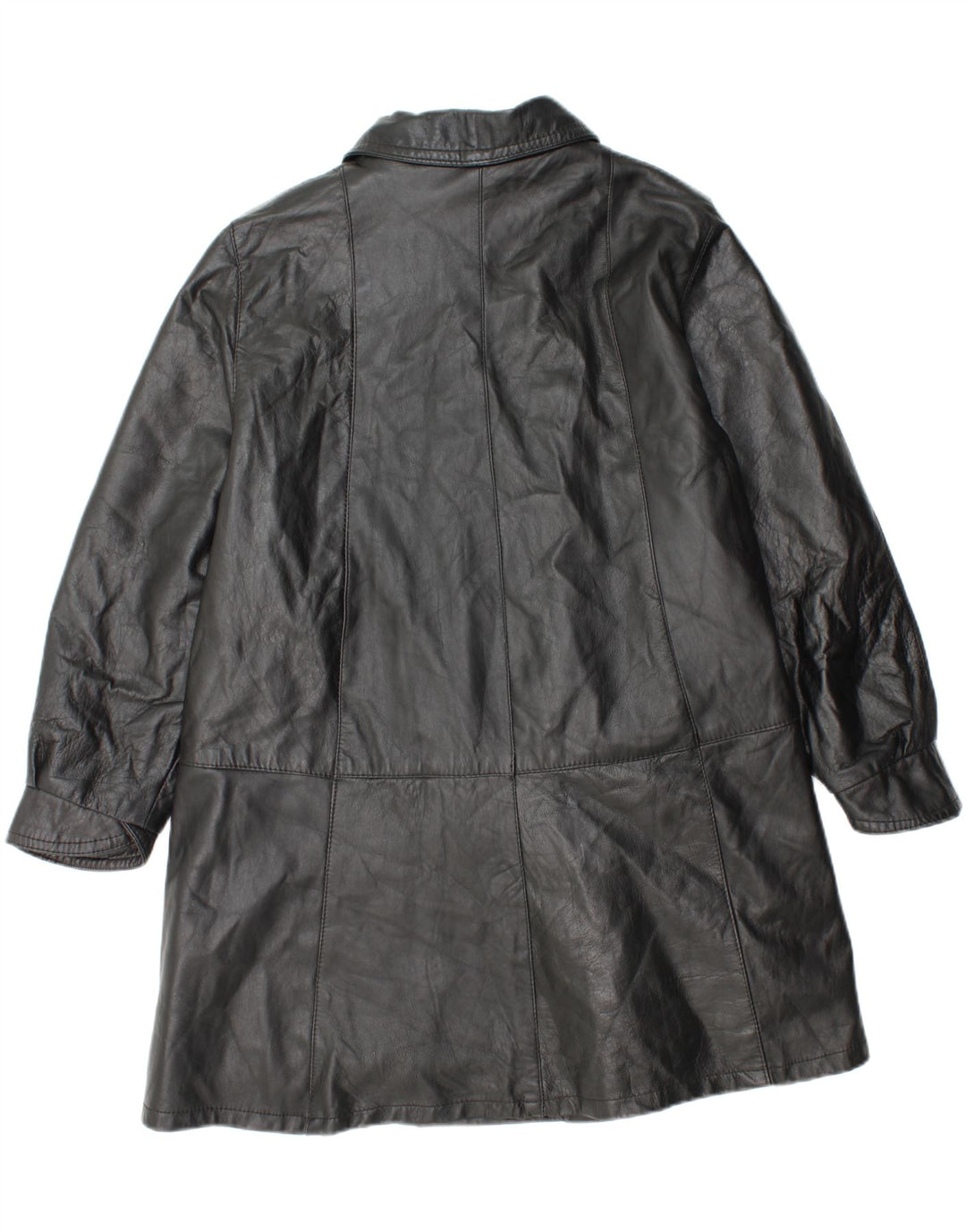 VINTAGE Womens Oversized Leather Coat UK 14 Medium Black Leather Vintage Vintage and Second-Hand Vintage from Messina Hembry 