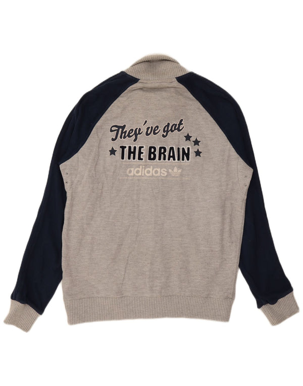 ADIDAS Herren-Trainingsanzug mit grafischem Oberteil, große graue Farbblock-Baumwolle