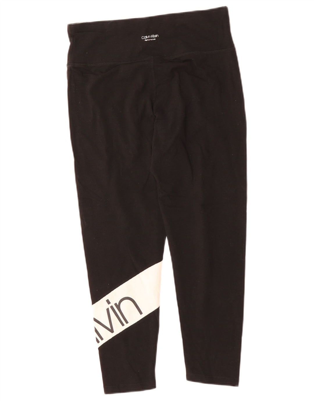 CALVIN KLEIN Damen Capri-Leggings mit Grafik, UK 14, Größe L, Schwarz, Farbblock