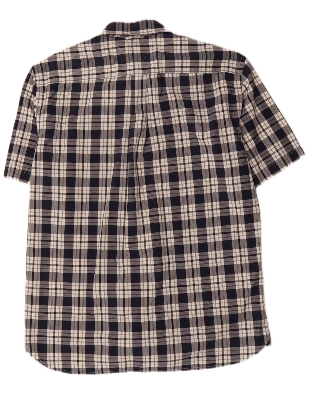 TOMMY HILFIGER Mens Short Sleeve Shirt Medium Navy Blue Check