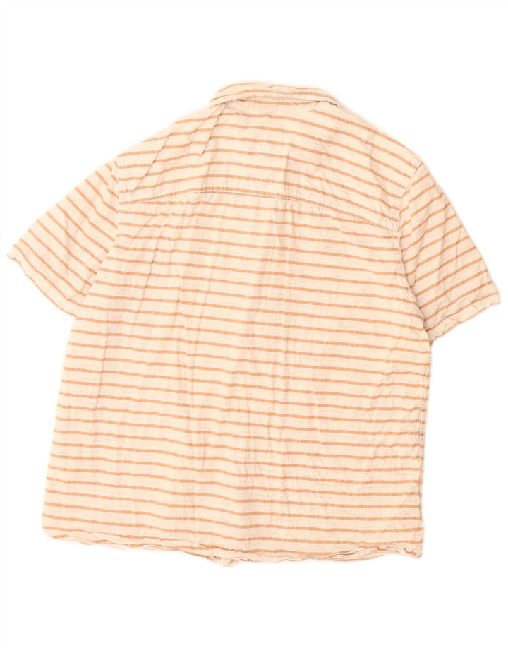 Fat Face Herren-Kurzarmhemd, groß, weiß gestreift, Baumwolle