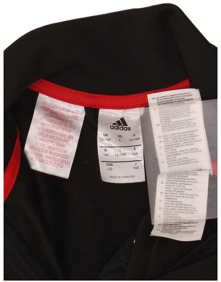 ADIDAS Jungen-Trainingsanzug-Top-Jacke, 13–14 Jahre, schwarzes Colourblock-Polyester