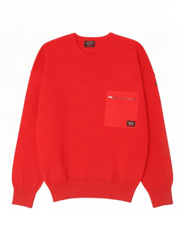 Paul & Shark Herren-Pullover mit Rundhalsausschnitt, Größe L, Rot