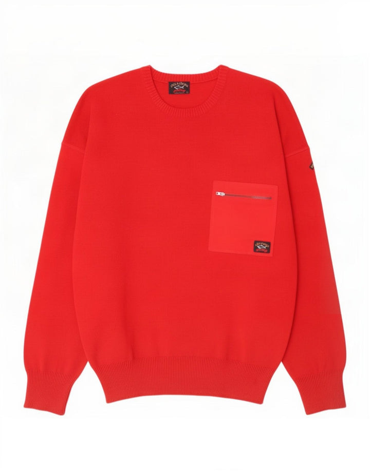 Paul & Shark Herren-Pullover mit Rundhalsausschnitt, Größe L, Rot