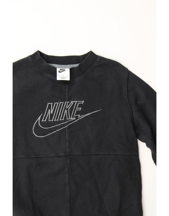 NIKE Boys Graphic Sweatshirt Jumper 10-11 Years Medium Black Cotton Vintage Nike and Second-Hand Nike from Messina Hembry 