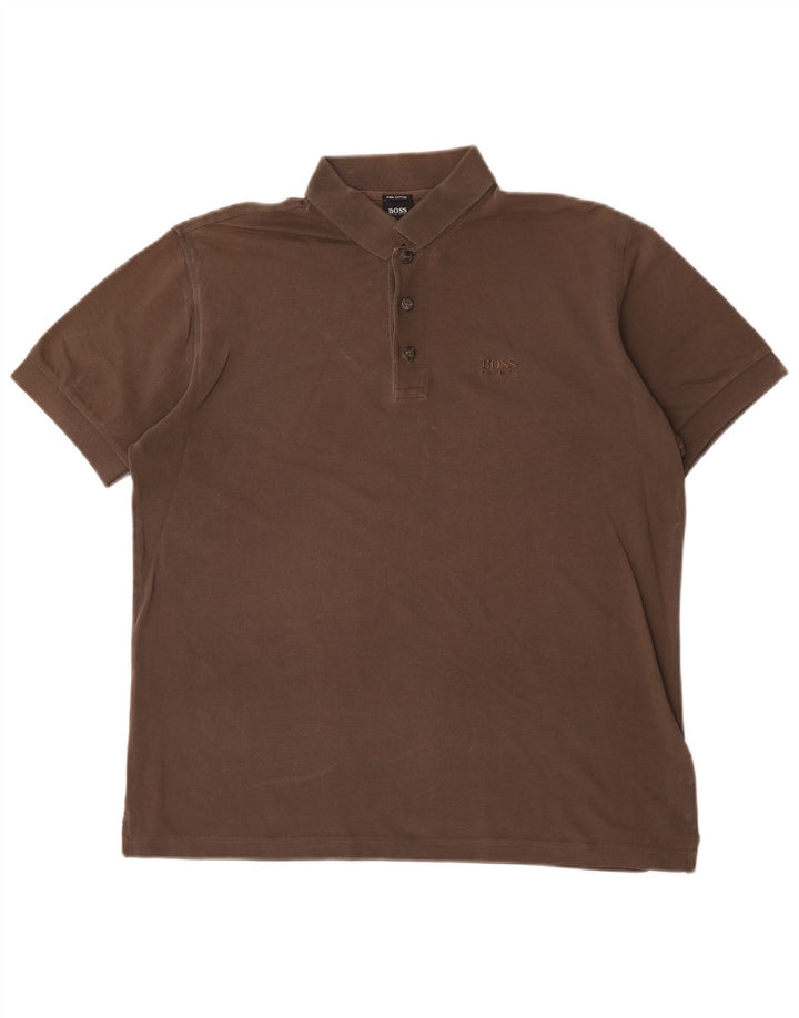 Hugo Boss Herren-Poloshirt aus mittelbrauner Baumwolle