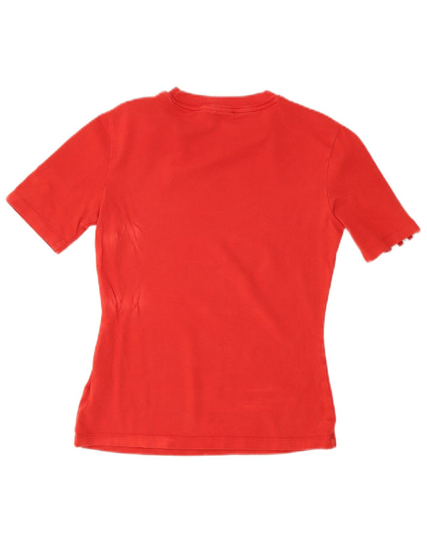 Adidas Damen T-Shirt Top UK 12 Mittelrote Baumwolle
